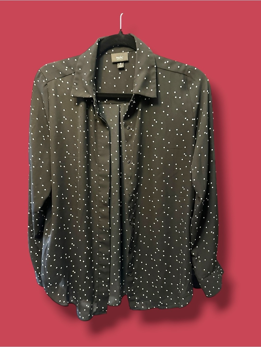Mossimo Supply Co. Black Button-Up Jacket with White Dot Print